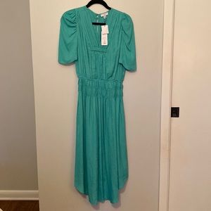 Current Air XS Satin palm textured ruched midi $79 palm beachy